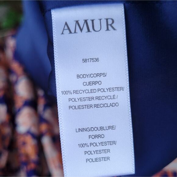 Amur Claudia One Shoulder Maxi Dress Purple Orange Floral size 6 - Picture 7 of 8